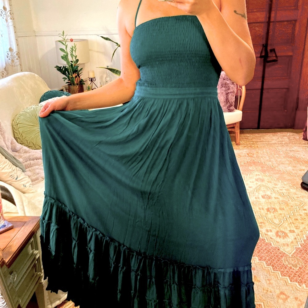 Emerald Green backless maxi dress
